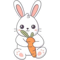 Cute Baby Rabbit in White Color Design. Vector Cartoon Character