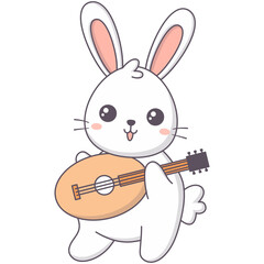 Cute Baby Rabbit in White Color Design. Vector Cartoon Character