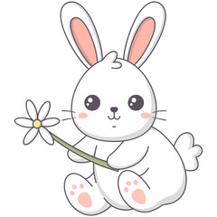Cute Baby Rabbit in White Color Design. Vector Cartoon Character