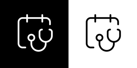 Obraz premium Stethoscope icon. Medical. Medical equipment. Hospital. Health. Heart check tool. Black logo. Black line. Silhouette