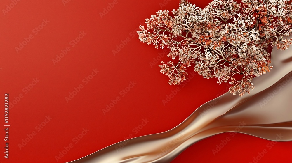 Aufkleber elegant and vibrant red and gold festive backdrop with ornate patterns and ample space for text perf