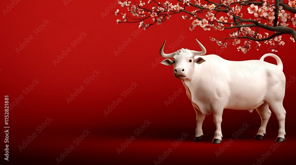 Aufkleber vibrant 3d showcasing traditional lunar new year symbols such as red backdrop lanterns firecrackers 