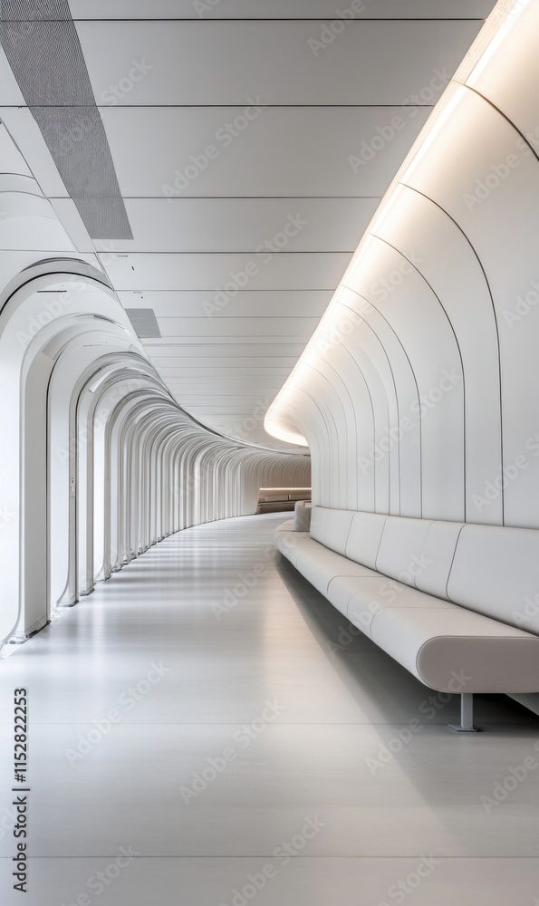 Poster modern curved interior design with sleek lines and minimalistic elements in contemporary architectur