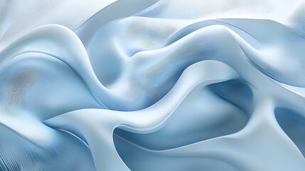 Obraz premium Close-up Photo: Softly Draped Light Blue Silk Fabric Mockup. AI Generated