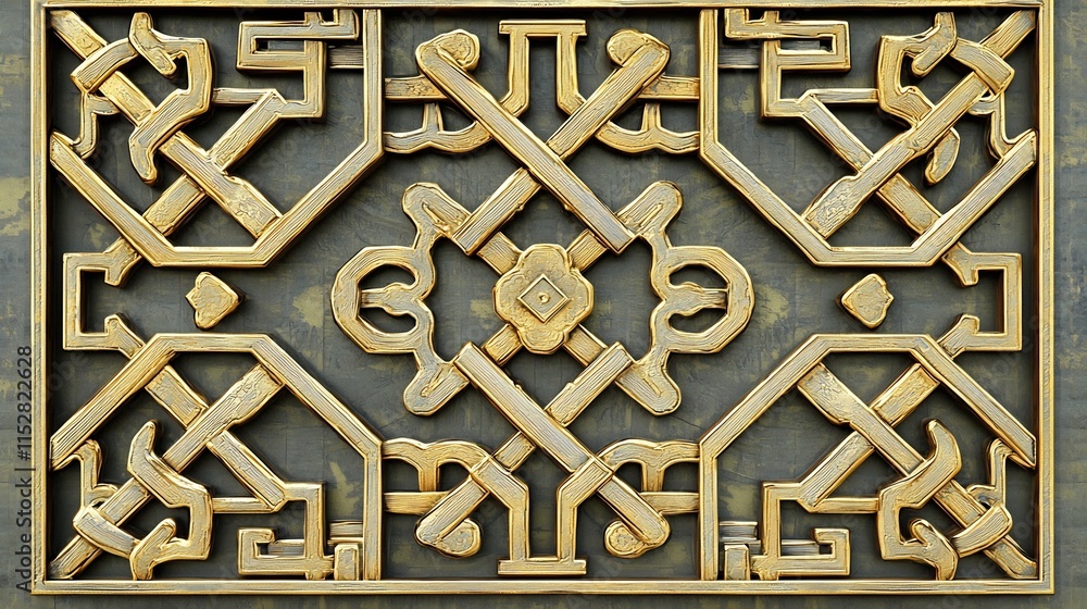 Poster stunning 3d featuring intricate traditional chinese ornamental patterns adorned with luxurious gleam