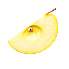 yellow Apple slice isolated on white background, full depth of field 