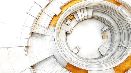 Fototapeta premium Stunning Aerial 3D Render: Futuristic Circular Architecture Design. AI Generated
