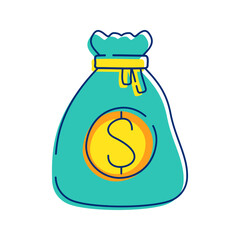Money Bag Icon Illustration represents wealth, savings, or investments typically in a large sum. Perfect for financial themes, apps, or presentation.