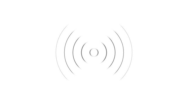 radio waves gray color animation. Network tower produced radio wave concept on white background.
