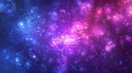 Vibrant Purple and Blue Abstract Digital Painting: Glowing Cosmic Nebula Illustration. AI Generated