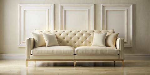 Close-Up Cream Sofa Mockup: Minimalist White Frame Furniture Photography