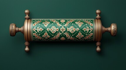 Vibrant and Ornate Scroll Banner Design in a Traditional 3D Style with a Centralized Text Space for Customization