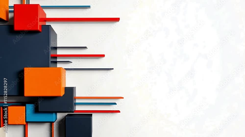 Aufkleber abstract digital design with colorful shapes and lines on a white background.