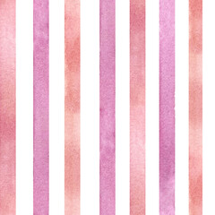 Obraz premium Seamless abstract pattern with lines. Watercolor illustration in soft tones of pink color isolated from the background. Hand drawn strips ornament as companion to main pattern. Packaging, stationary