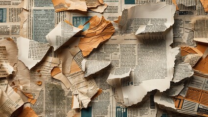 Torn newspaper pieces PNG with transparent background