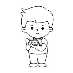 Vector of careers character outline of a photographer for coloring book