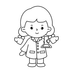Vector of careers character outline of a scientist for coloring book