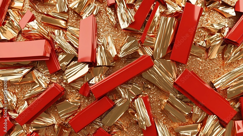 Poster striking red and gold dynamic fortune patterns with seamless 3d elegant luxurious and auspicious bac
