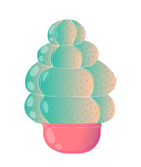 Tropical cactus concept. Green cactus in red flowerpot. Botany and floristry, gardeing. Decor elements. Poster or banner. Flat vector illustration