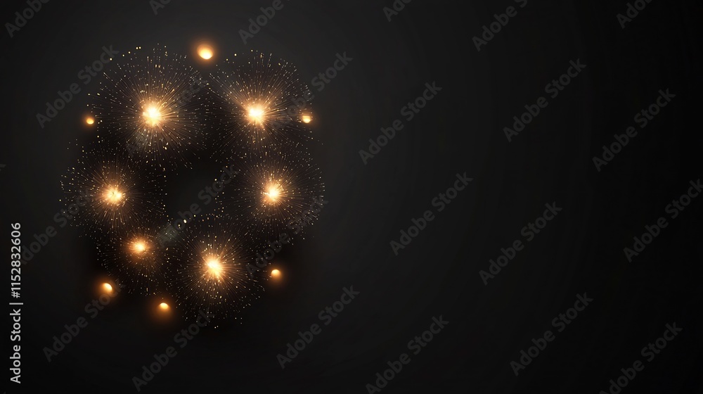 Poster captivating 3d fireworks display with subtle text field and glowing luminous accents against a backg