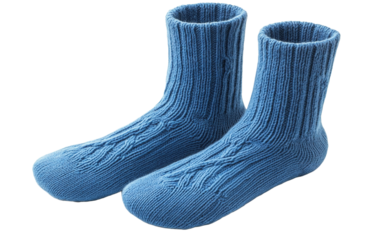 Blue knitted socks  available PNG on white background