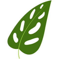 Green Tropical Leaves Illustration. Exotic Plant and Flower Design. Flat Vector Element