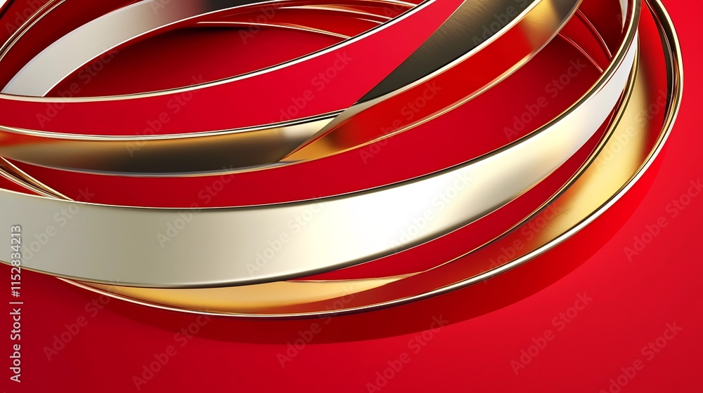 Poster vibrant abstract spiral patterns with bold festive red and gold tones and clear text area for graphi