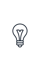 “Abstract Icon of a Lightbulb” – A minimalist lightbulb icon with bold lines, representing ideas, creativity, or innovation, on a white background.
