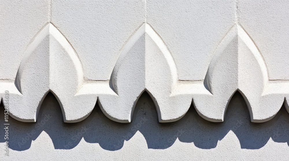 Poster a textured wall featuring repeated decorative motifs with sharp, pointed shapes, creating a striking