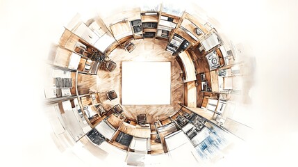 360� Photo: Stunningly Detailed Interior Mockup, Modern Kitchen Design, Vividly Captured. AI Generated