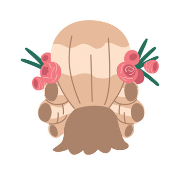 Female rococo wig with flowers
