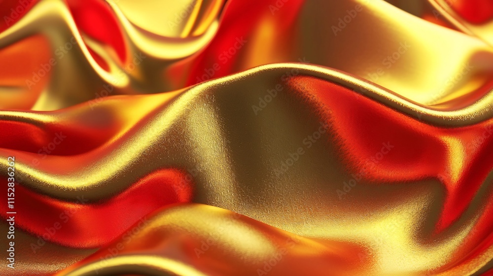 Poster elegant and dynamic 3d abstract featuring mesmerizing gold and red waves with a celebratory festive 