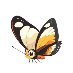 Colorful butterfly with orange, black, and white wings.