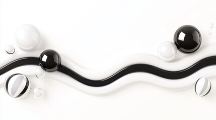 Abstract Black and White Sphere Composition with Wave