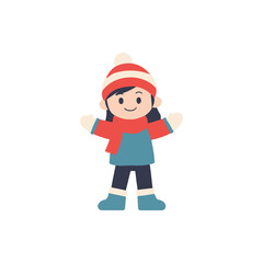 Girl in Winter Clothes Illustration