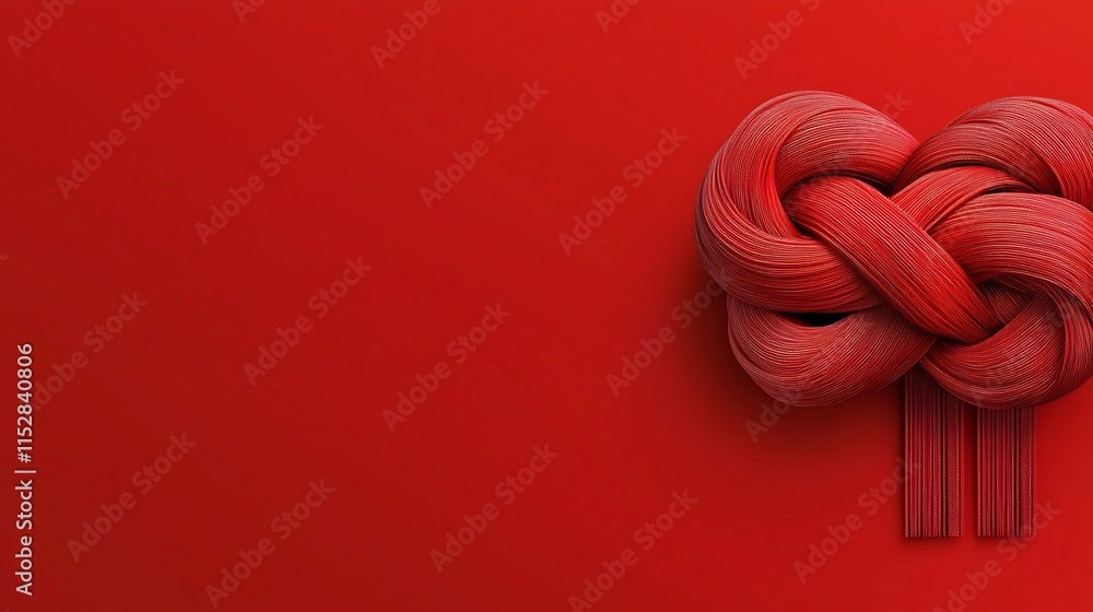 Poster radiant and vibrant 3d of a traditional lucky knot motif in festive colors with an editable text are