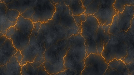 Obraz premium Abstract Dark Background with Orange Lightning Cracks