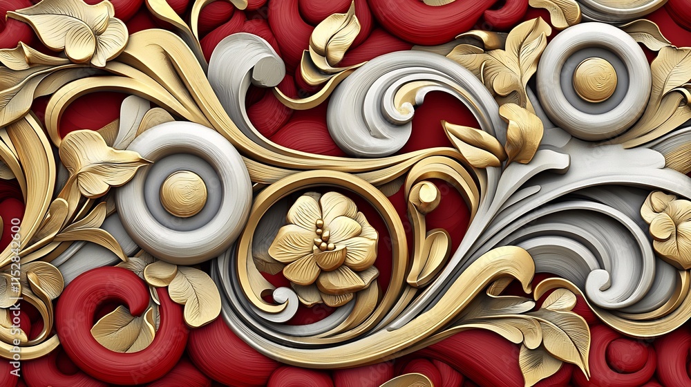 Poster elegant and sophisticated 3d featuring a dynamic red and gold swirl pattern with an editable text se
