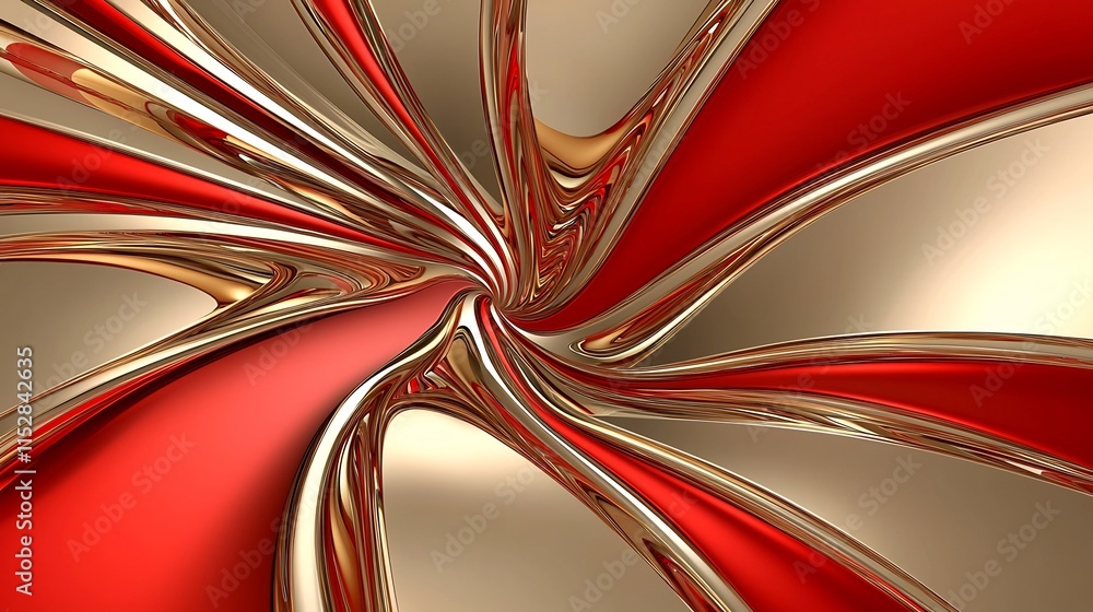 Poster captivating abstract festive swirl pattern in vibrant red and gold hues featuring a dynamic 3d with 