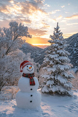 Obraz premium Snowman at Sunrise