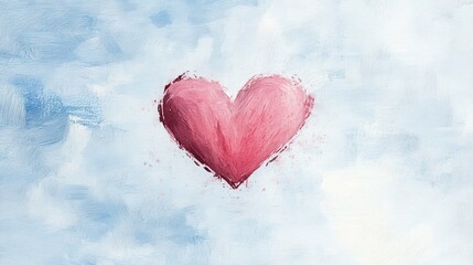 Romantic Pink Watercolor Heart Card with Ample Copy Space