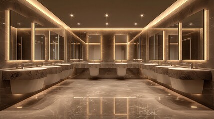 Obraz premium Luxurious Modern Public Restroom Design With Marble Accents