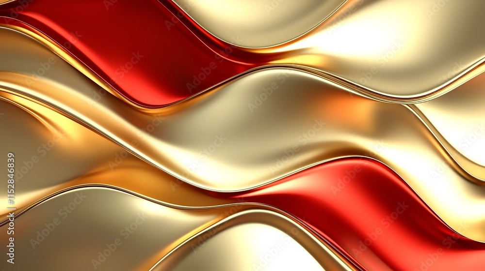 Aufkleber elegant and vibrant gold and red abstract festive waves seamless background with open text space per
