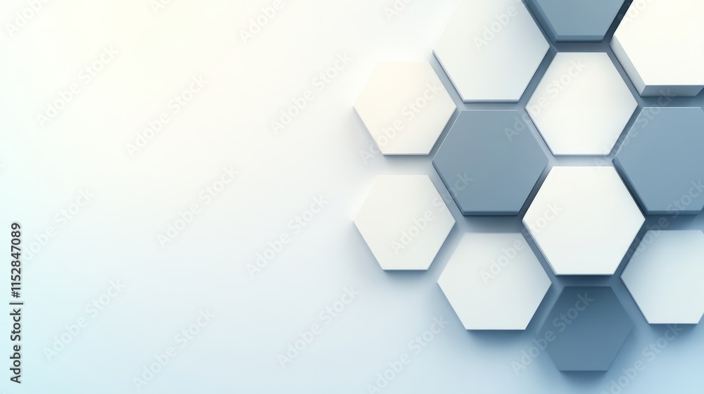 Poster abstract hexagon pattern background design in blue and white