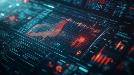 Fototapeta premium Financial Analyst Documents include charts, tax information and marketing strategies, with a focus on audit processes, compliance, risk management and company growth analysis.