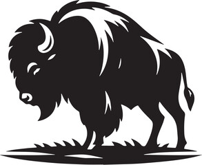 Bison Silhouette line art vector illustration on white background