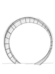 Elegant Hand-Drawn Sketch: Futuristic Circular Archway Design. AI Generated