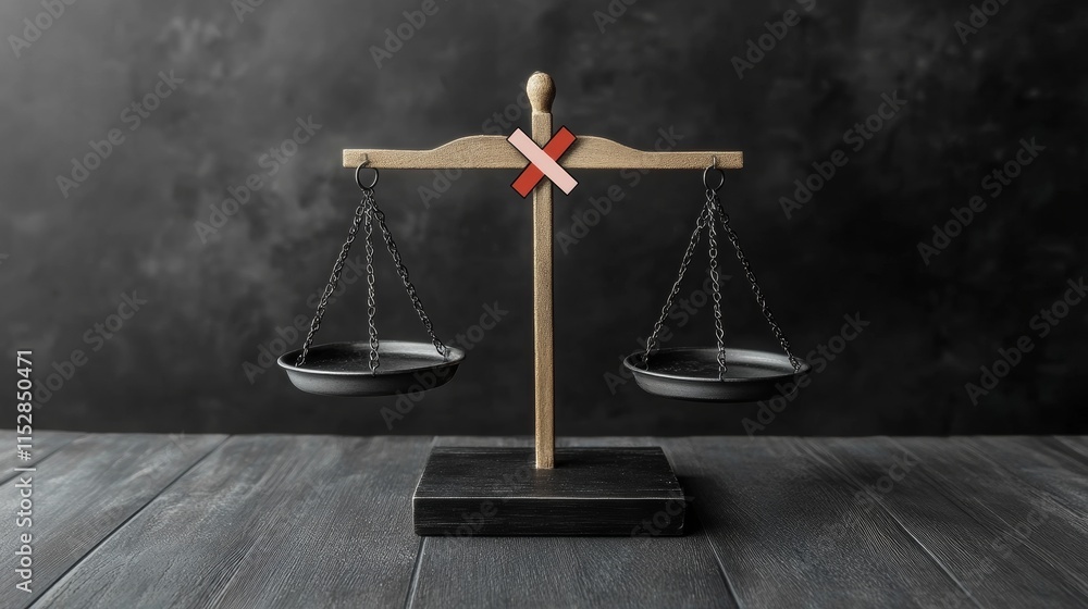 Poster right and wrong balance. positive or negative decision making or choice of approval or rejection. ch