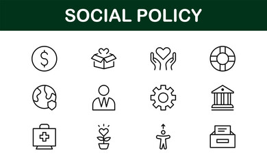 Social Policy Icon Set - High-Quality Graphics for Community, Inclusion, and Advocacy-Themed Projects