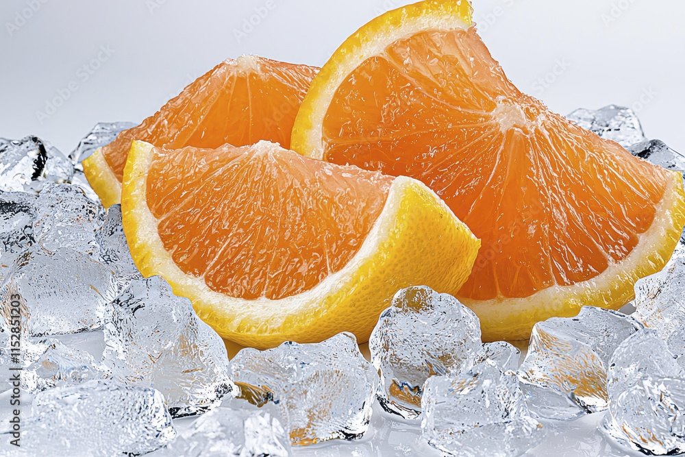 Poster fresh orange slices on ice create refreshing and vibrant display
